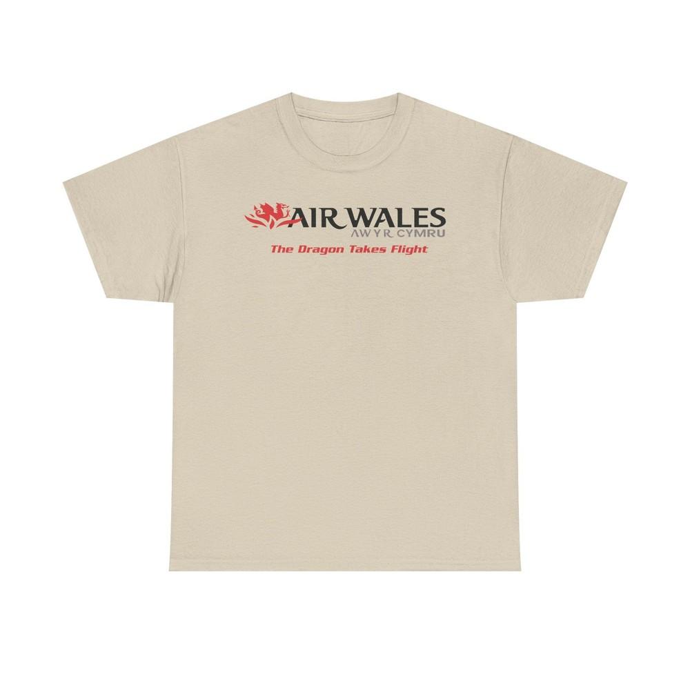 

Air Wales The Dragon Takes Flight Vintage Welsh Airline Logo Aviation T-shirt 2XL