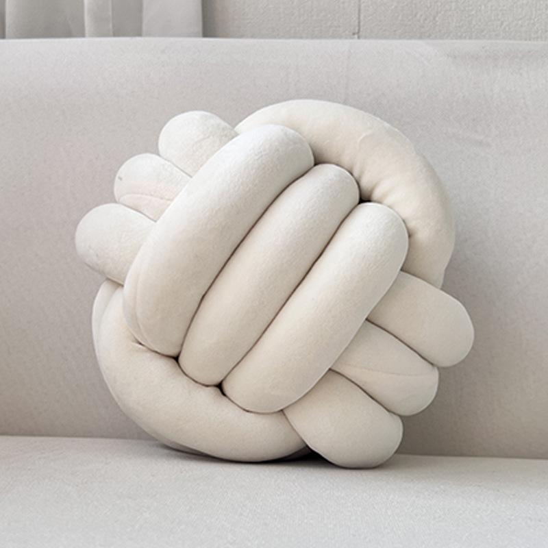

Cross-border new Nordic creative children s living room sofa bedroom hand-woven rope strip knot ball ins wind pillow Diameter 22cm