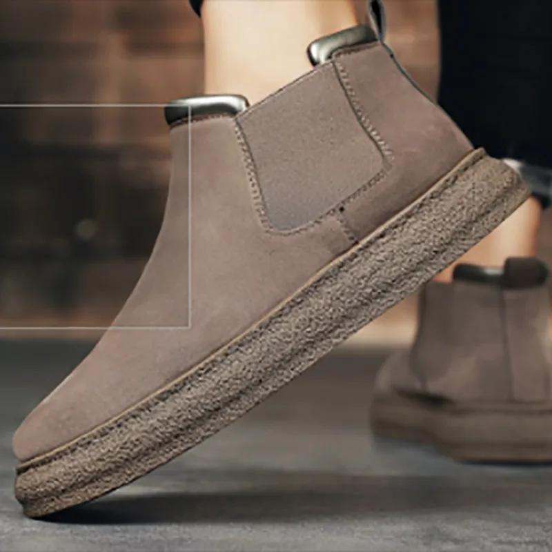 Herren Lederschuhe Slipper Retro Dicke Sohle Männliche Freizeitstiefel Plateau Ausverkauf Im Angebot Niedriger Preis Designer Schuhe Angebot Neu