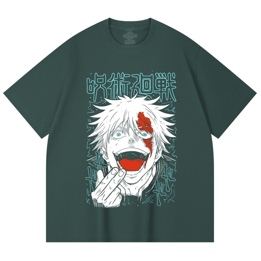 230 Gsm 100% Cotton Jujutsu Kaisen V1 Gojo Print Unisex Heavy Cotton T Shirt