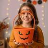 Braided Pumpkin Candy Bucket Orange Trick Treat Tote Kids Gift Hamper Woven Storage Pouch  Teachers