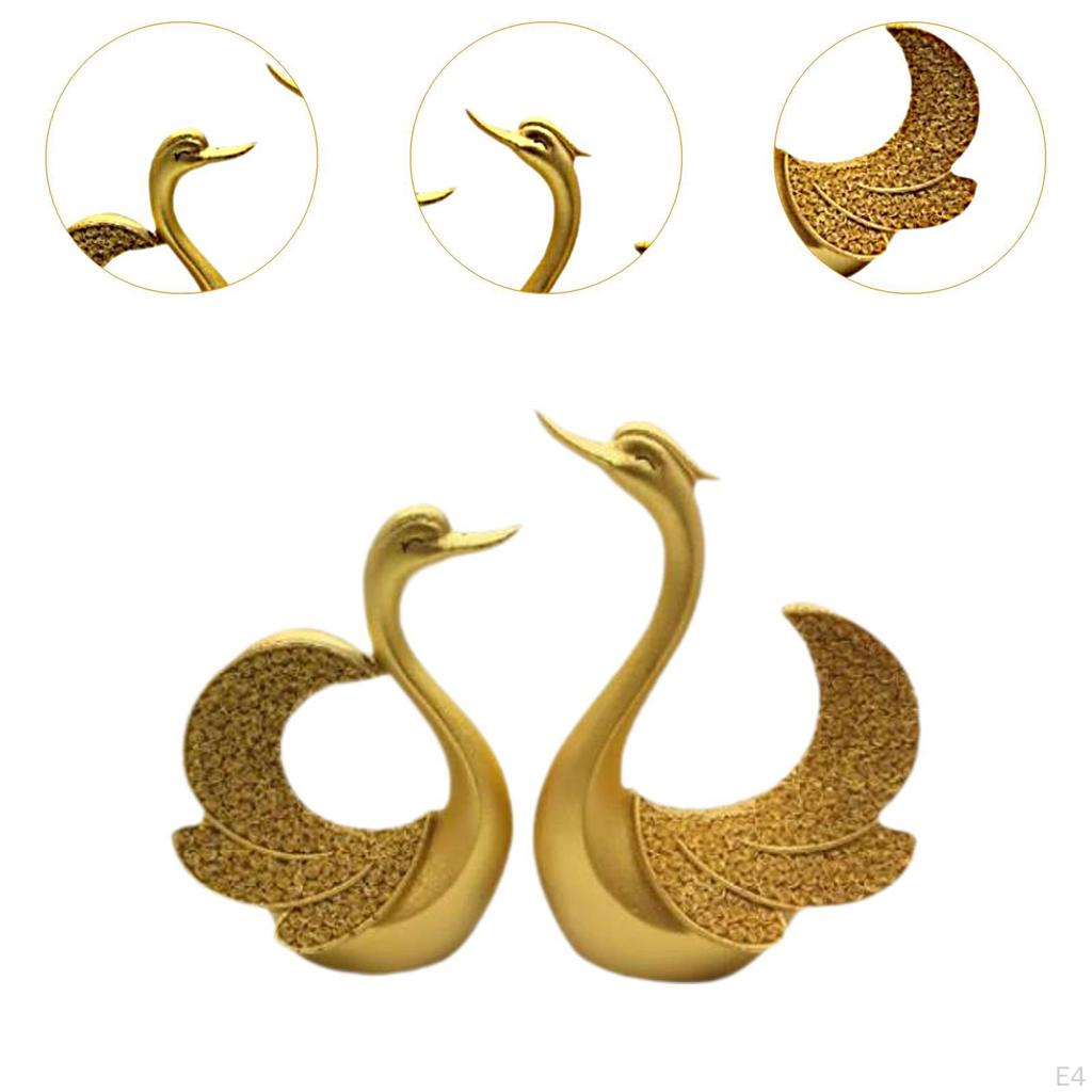2 Stycken Svanstatyer Djurfigurer Kreativa Festfavörer Valentinsskulpturer Hartsdekorationer