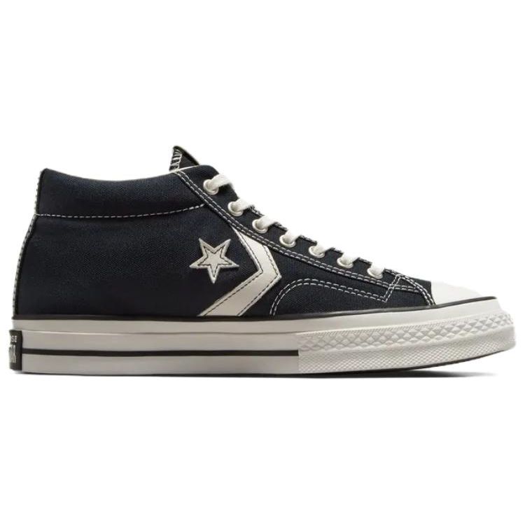 Converse Star Player 76 Comfortable Versatile Durable Mid-Top Canvas Shoes Unisex Sneakers Black White A06920C