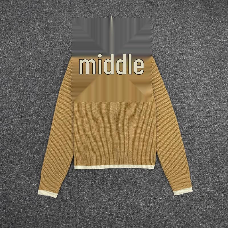 Longmei Women's Wool Sweater: Loose, Contrasting Trim, Korean Style, for Autumn/Winter 2026.