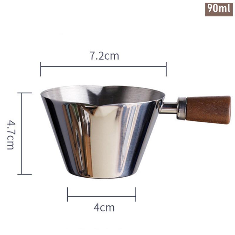 90ml 3oz Espresso Measuring Cup with Wood Handle Stainless Steel Coffee Shot Coffee Pouring Cup Kitchen Measuring Accessories 90ml (3oz)