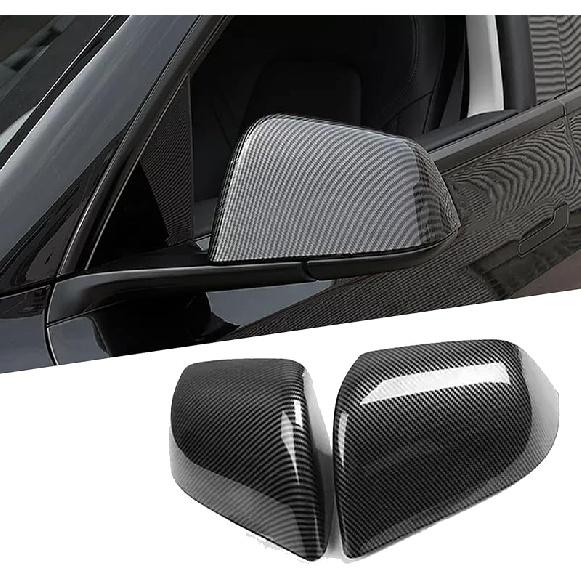 For Tesla Model Y Rearview Mirror Guard Cover, Side Mirror Cover Exterior Accessories Fit For Model Y -2024 (Model Y-Gloss Carbon Fiber Pattern)