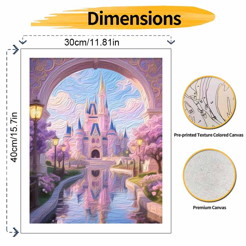 Disney castle oil painting hand painting coloring painting handmade diy home decoration gift