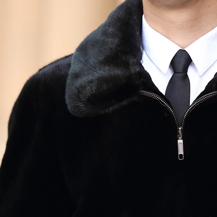 

Пальто из искусственной норки, мужское пальто из цельной норки, меховое пальто, куртка на молнии из цельной норки S чёрный