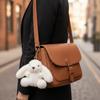 Fluffy Soft Rabbit Plush Pendant Metal Ring Rabbit Plush Key Ring Rabbit Fur Keychains  Women Girls