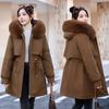 Winter Clothing with Large Fur Collar, Medium To Long Style, Overcoming Cotton Jacket, Women's Fashionable Plus Velvet Cotton Jacket