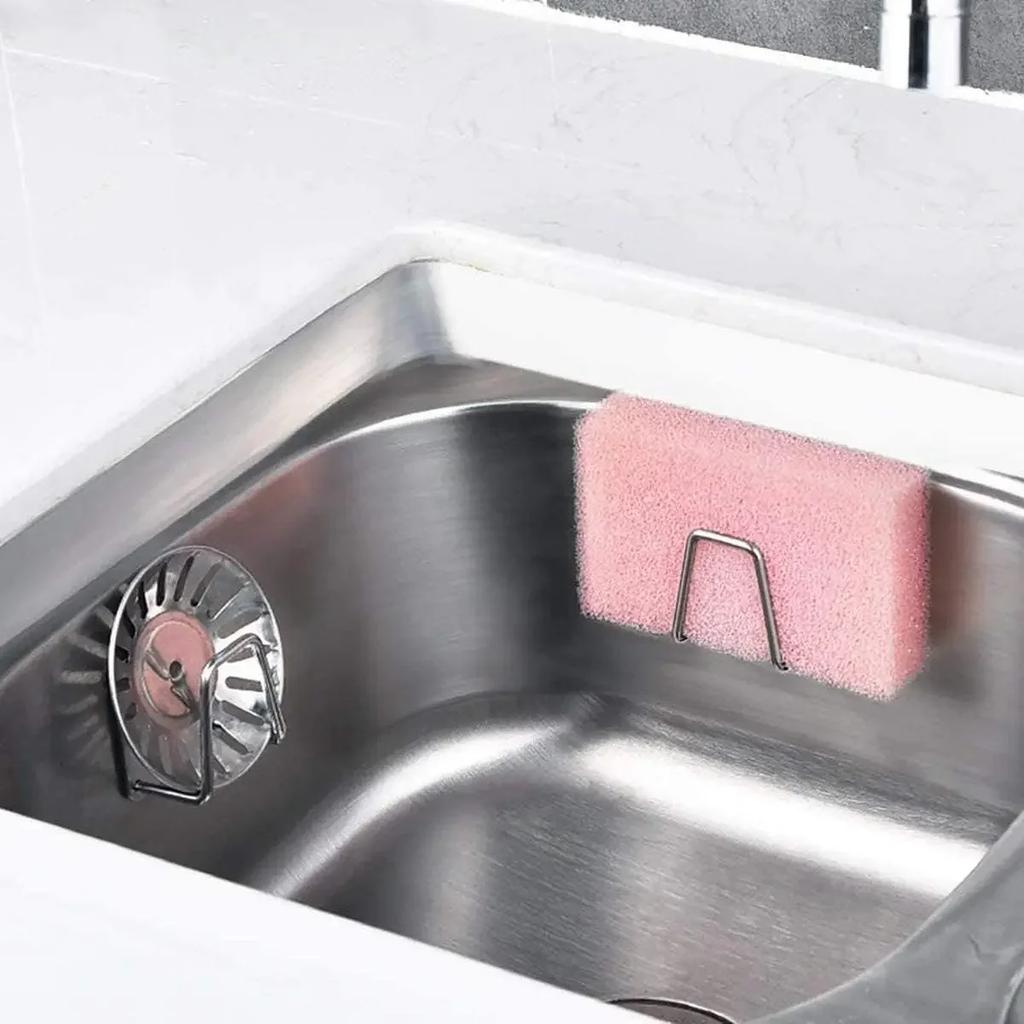 6pcs Stainless Steel Wall Adhesive Storage Organizer Fast Drying Rack Pot Lid Holder Sink Sponge Hooks Drain Kitchen Household Organizer