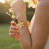 Metal Vintage Elegant Bangles Fashion Open Arm Bangle Elegant Flower Cuff Bracelet  for Women