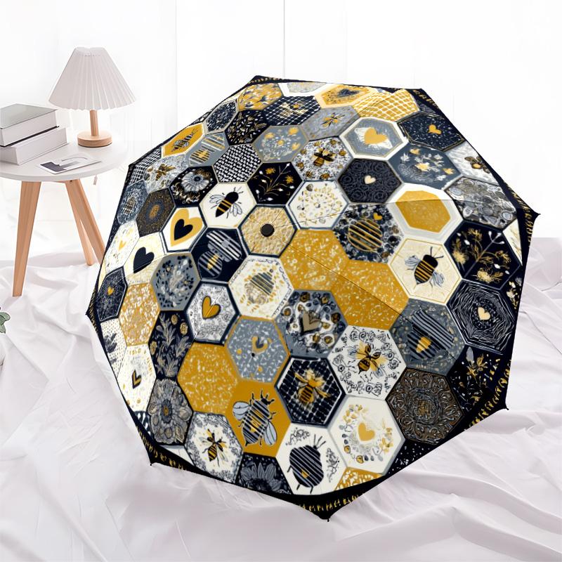 Circle Animals pattern, automatic folding umbrella, portable and foldable design, 8 ribs, a Christmas or birthday gift.