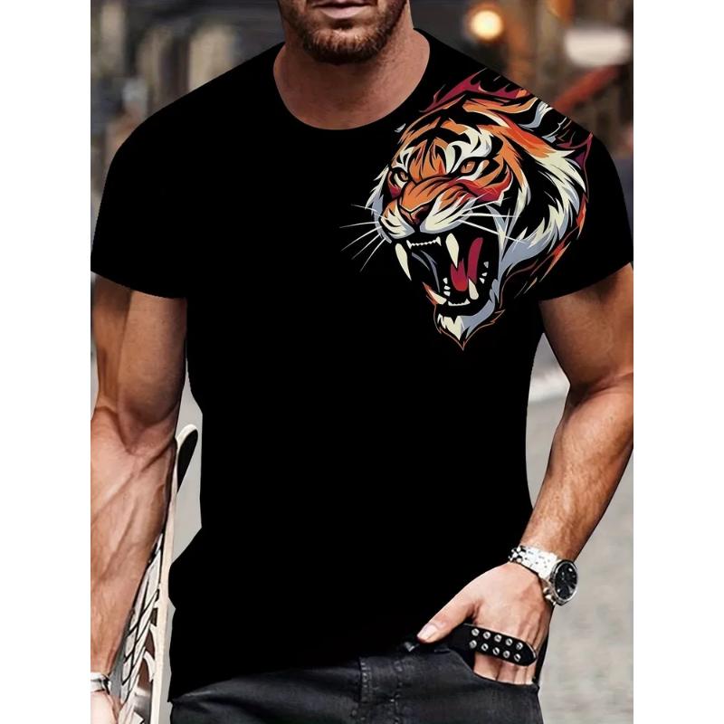 Fashion Men's Crew Neck Short Sleeve 3D Casual Color Printing Casual Short Sleeve Crew Neck T-Shirt
