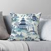 Chinoiserie Blue Square Pillowcase Polyester Linen Velvet Creative Zip Decorative Pillow Case Home Cushion Cover Wholesale 18