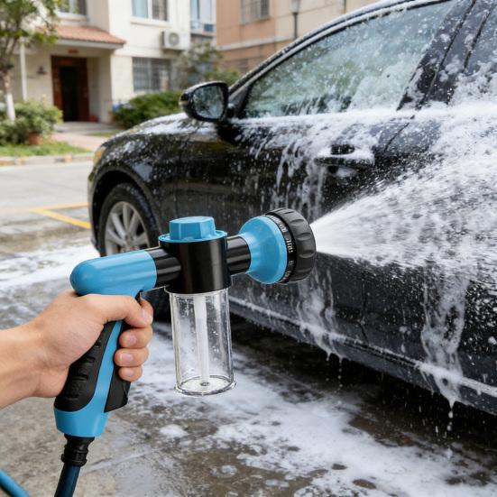 Car Wash Foam Cannon High Pressure Garden Hose Nozzle with Soap Dispenser Foam Sprayer with 8 Adjustable Spray Modes