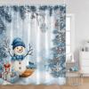 Cute Snowman Christmas Shower Curtain Winter Forest Xmas Trees Snow Lights New Year Home Bathroom Decor Bath Curtains With Hooks