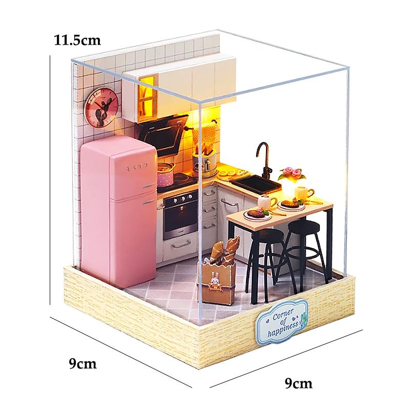 Wooden Doll House Casa Diy  Miniature Dollhouse 3D Puzzle Assembly Building Toys With Furniture LED Lights For Children Gifts