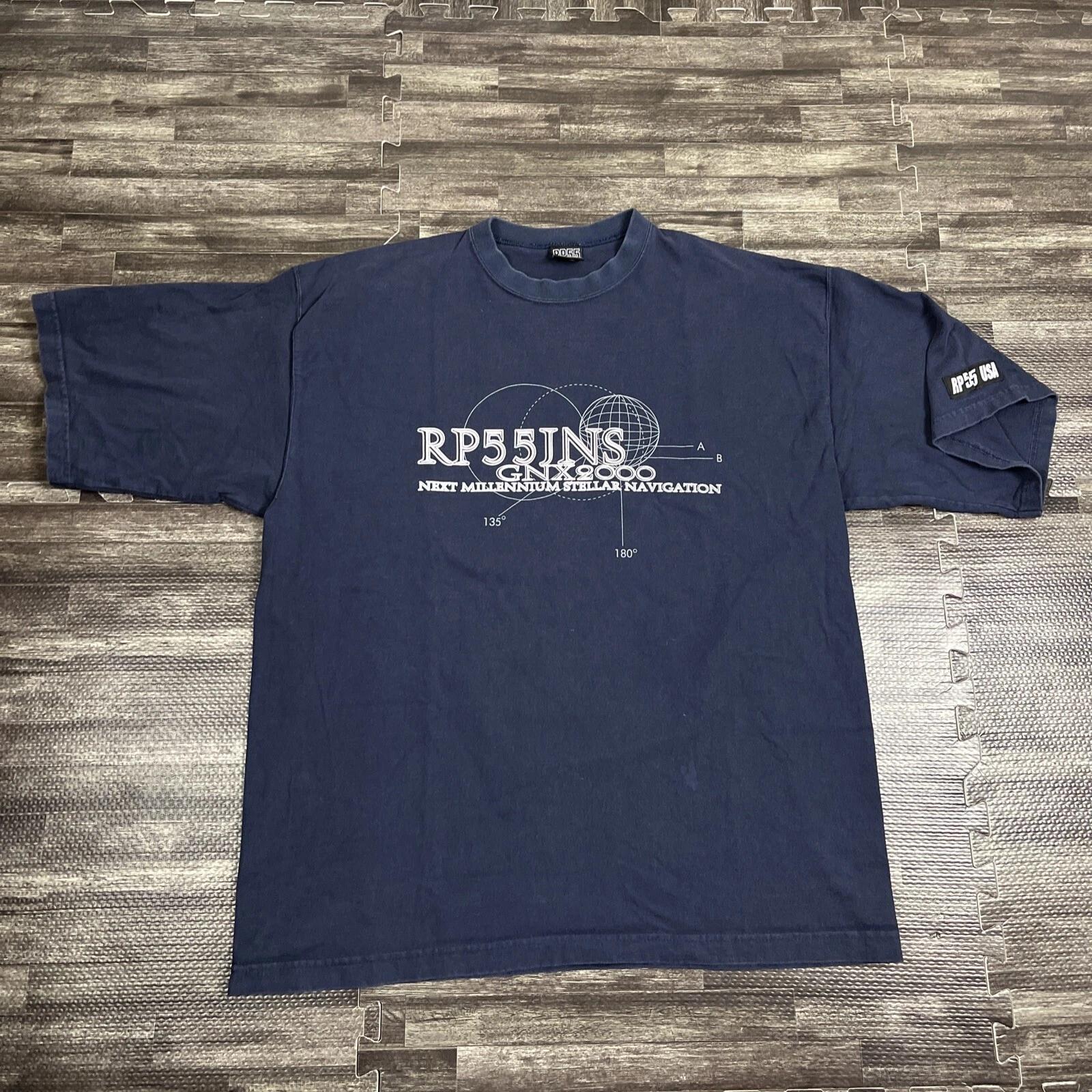 

Vintage 90s Y2K RP55 JNS Stellar Navigation Tshirt Blue XL USA Made VTG M