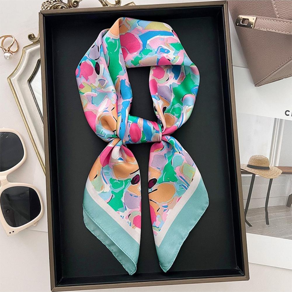 Luxury Print Square Silk Scarfs For Women Decorate Neck Ties Fashion 70*70Cm Kerchief Lady Summer Beach Hijab Female Neckerchief