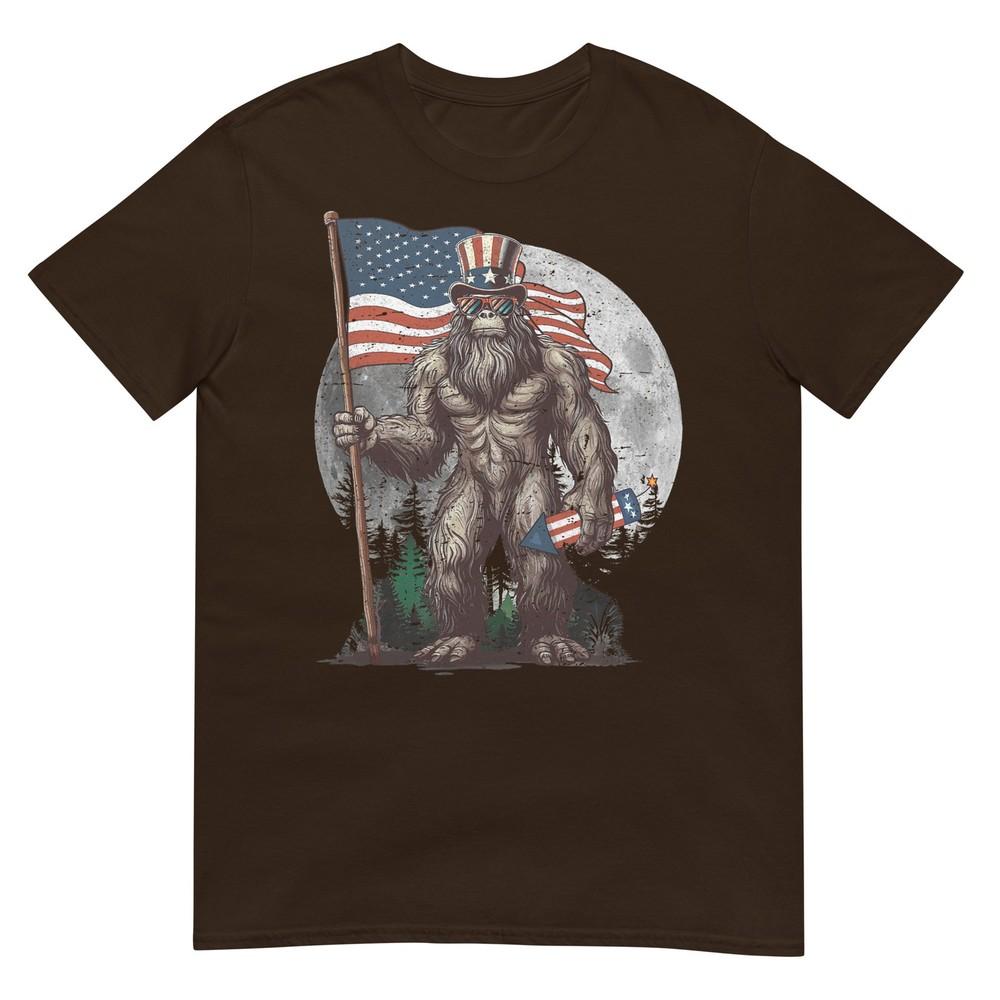 Bigfoot 4th Of July Shirts Unisex Sasquatch Usa American Flag Tshirt
