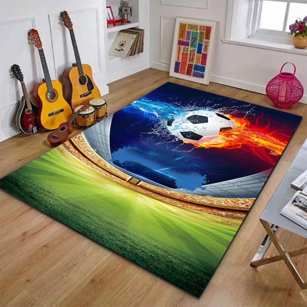 Fiery and Icy Soccer Power Design Patterned carpet, suitable as a non slip play mat for the living room and bedroom sofa