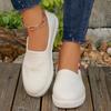 Fashion Beige Breathable Knit Flats Shoes Women Spring Autumn Slip On Shallow Casual Shoes Woman Plus Size Lightweight Flat Shoes Mujer