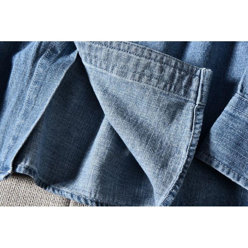 Heavy Washed Cotton Solid Fabric Export Fashion Export Tail Goods Men Casual Plus Size Denim Shirt Jacket