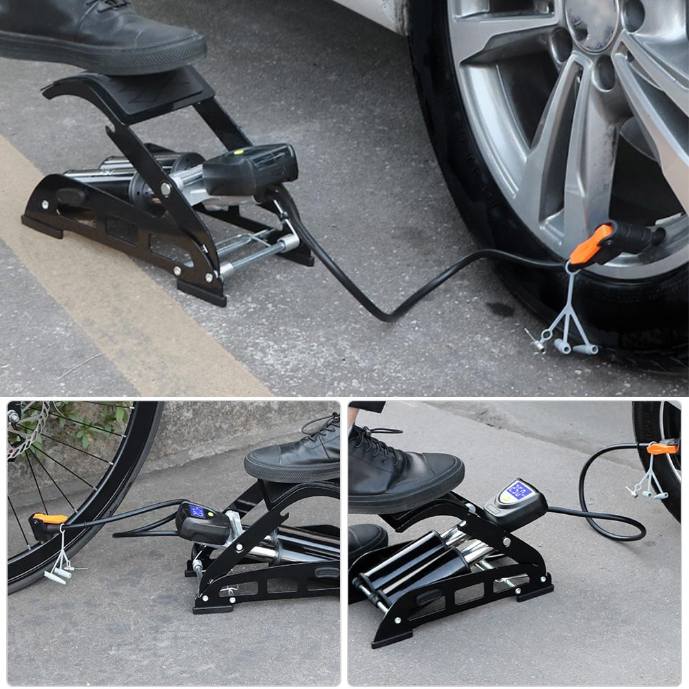 Portable High Pressure Foot Pedal Air Pump Inflator for Mountain Bike Electric Scooter Motorcycleblack