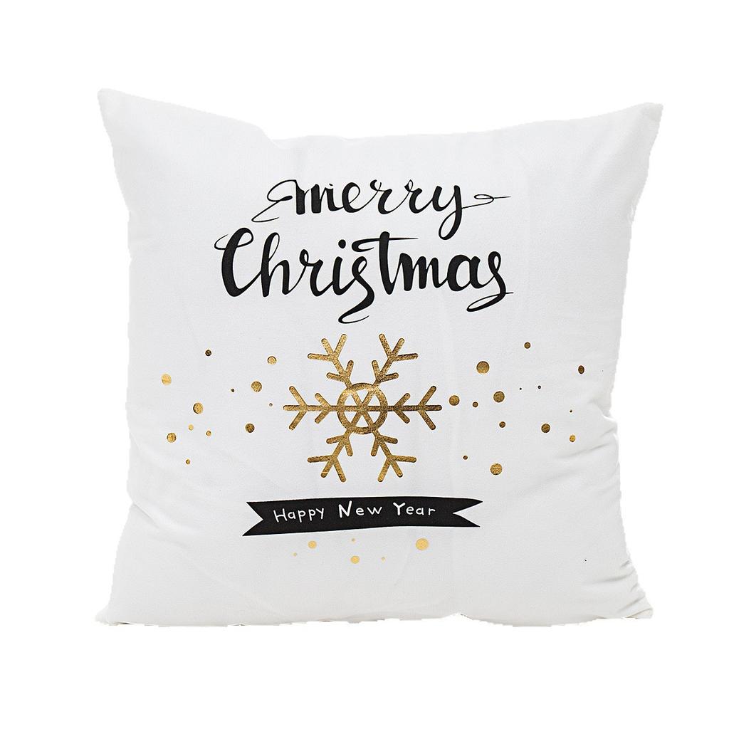 Christmas Atmosphere Bronzing Craftsmanship Festive Feel Pillow Cover Fabric Soft and Comfortable Home Sofa Pillow Bedside Cushion