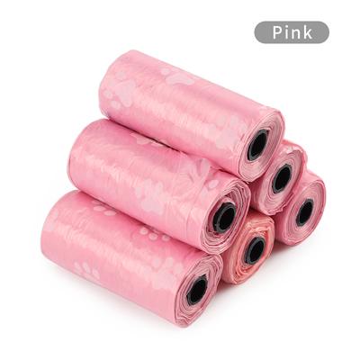 

6Pcs Pet Waste Poop Bag Paw Print Clean up Refills Roll Picking Dog Pooper Bags рожевий