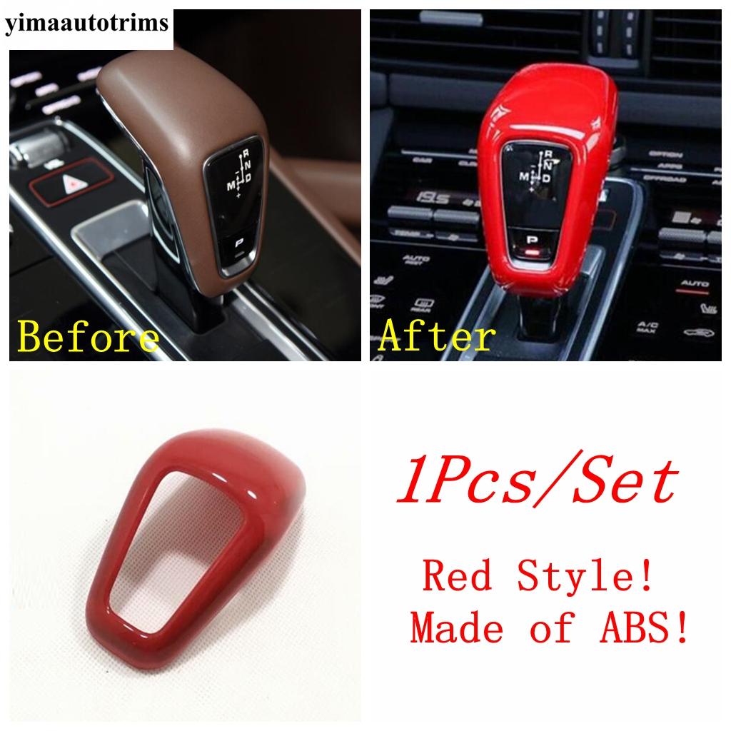 

Car Gear Shift Head Handle Knob Decoration Cover Trim For Porsche Cayenne 2018 - ABS Red Carbon Fiber Accessories Interior Red Style