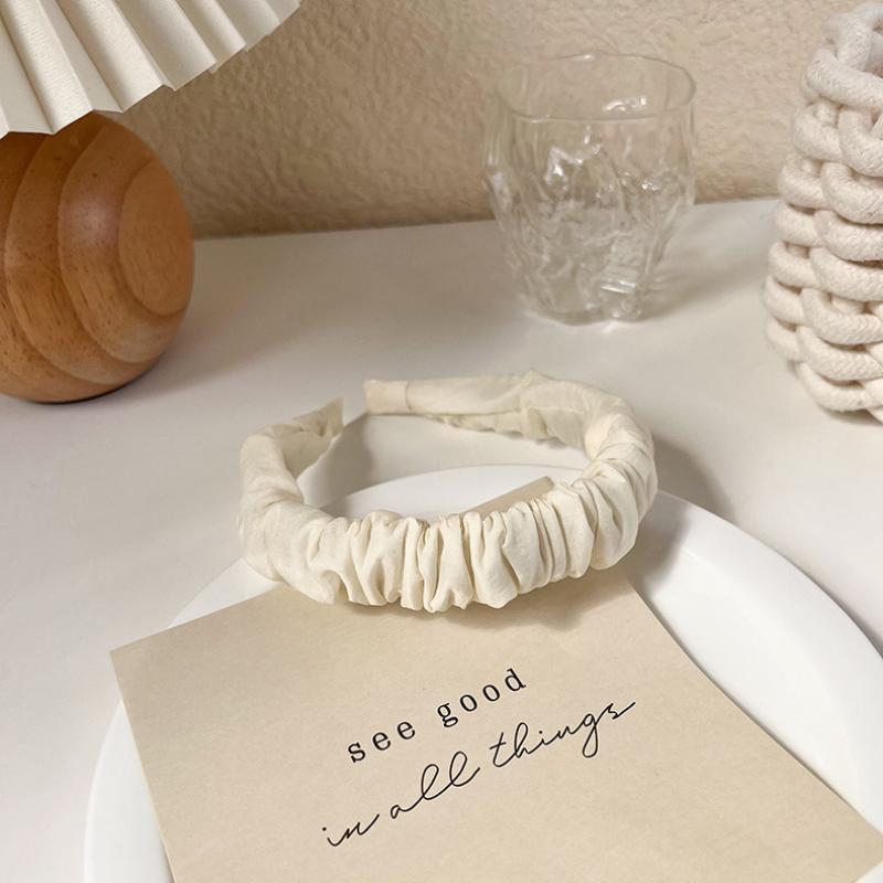2025 Lace Pearl Fold Hair Bands For Women Korean Style Wide-Brimmed Sponge White Headband  Elegant Hair Band