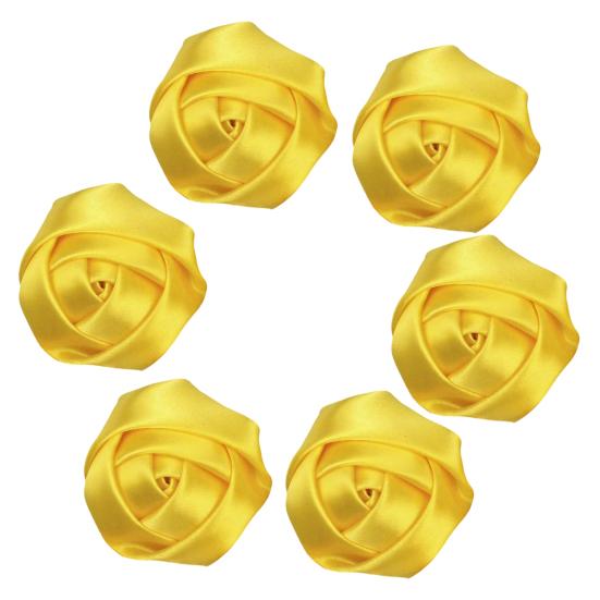 6Pcs Corsage Handmade Reversible Satin Roses Wedding Corsage DIY Hair Accessories Bridal Bouquets Small Floral Accessories
