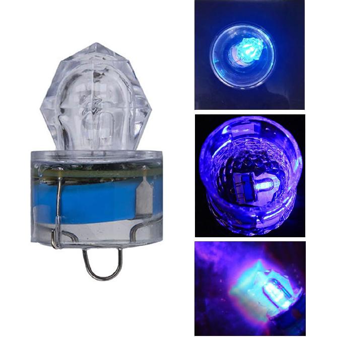 LED Fishing Light (10-Pack) Underwater Deep Drop Lights Waterproof Diamond Tubular Underwater Fishing Lure Blue Light Attractants for Tuna Swordfish