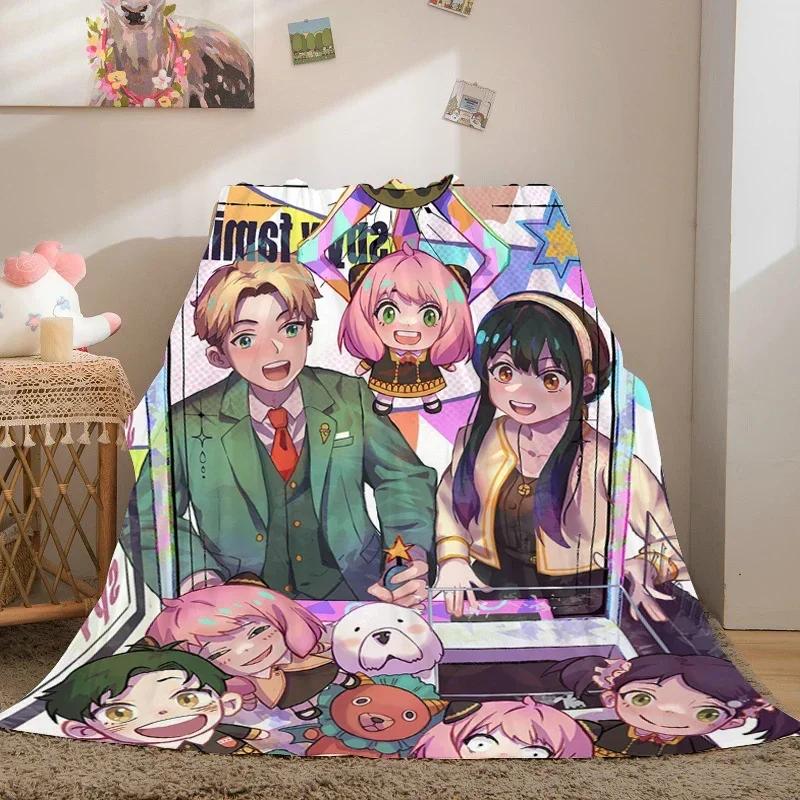 Anime Sofa Blankets for Winter A-Spy×Family Warm Knee Bed Fleece Camping Fluffy Soft Blankets King Size Microfiber Bedding