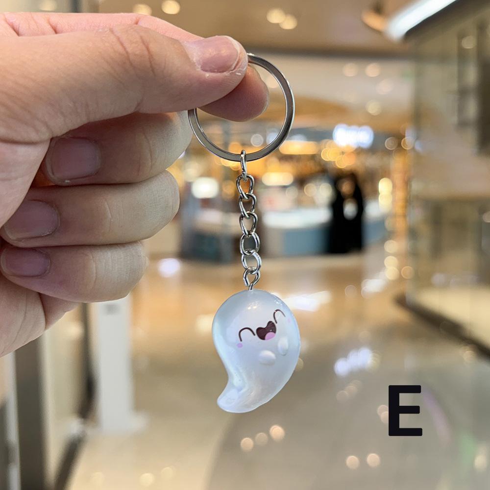 Luminous Halloween Ghost Keychain Cute Cartoon Accessories for Women Couple Family Keychain Pendant