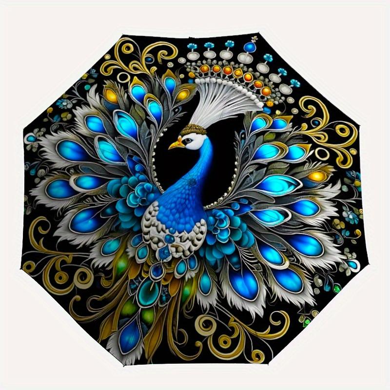 

1pc Peacock Crown Automatic Folding Umbrella - Lightweight, Retractable Design with 8-Rib Durability, Perfect for Outdoor Adventures193