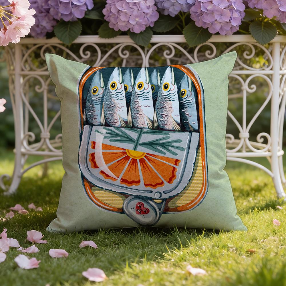Cartoon S-Sardine C-Can cute Cushion Cover Home & Car Dual-Scene Pillow Cover: Reversible for Premium Comfort