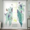Cortinas de tule coloridas de borboleta de pavão para decoração de sala de estar, quarto, cortina de chiffon para varanda, cozinha, cortinas para casa
