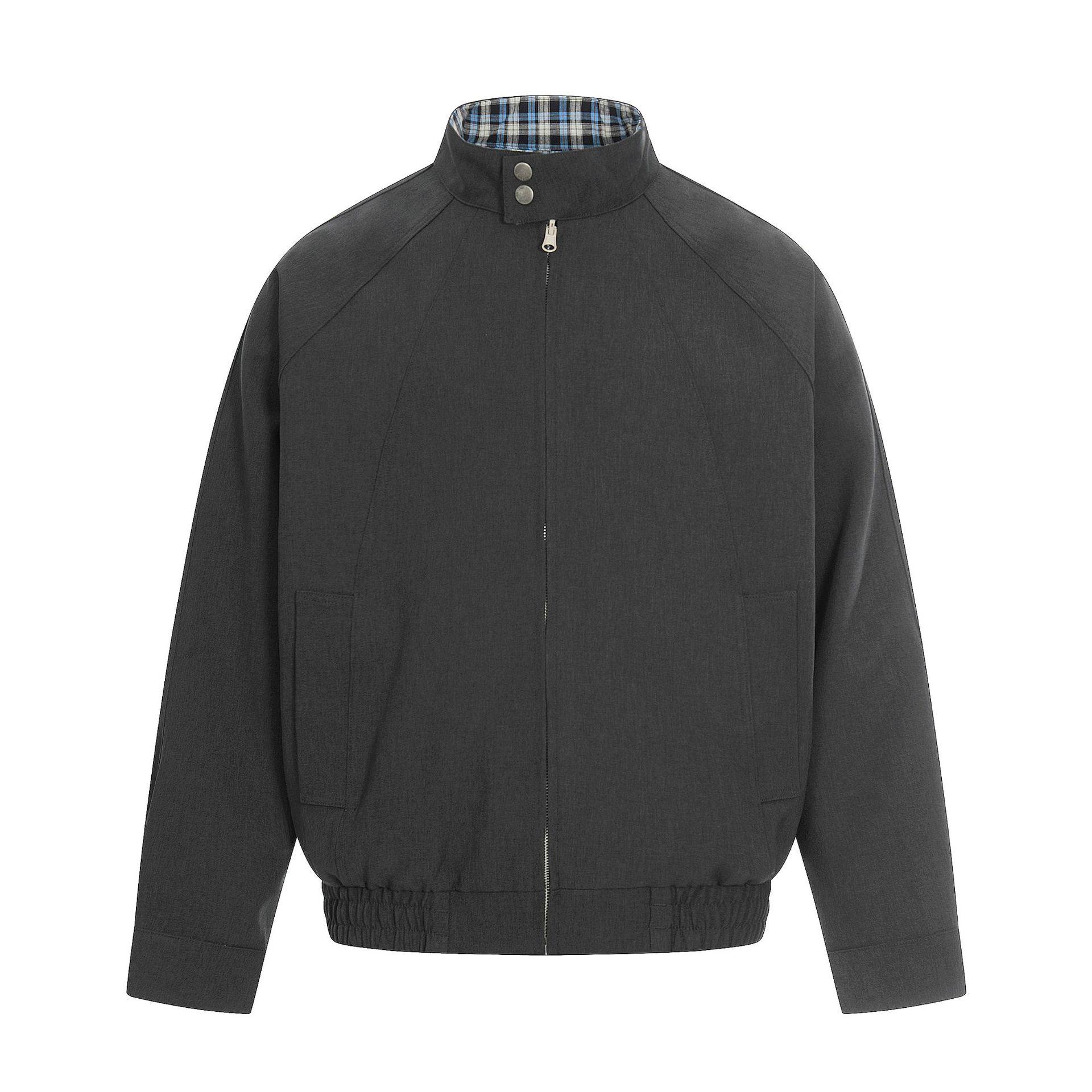 

11KN Unisex Dark Grey Plaid 3D-Cut Double-Sided Jacket - Blue Trendy Loose-Fit Outerwear XL темно-сірий колір