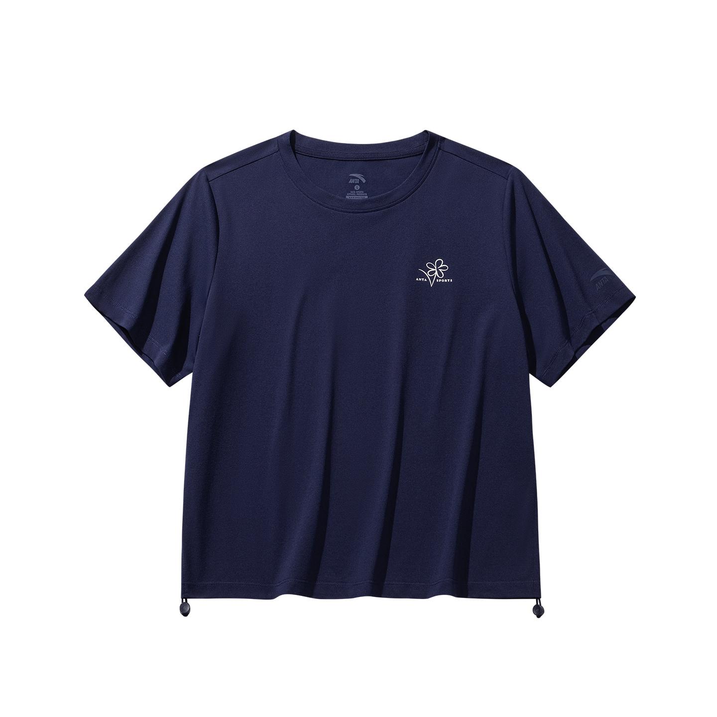 Anta Short Sleeve Knitted T-Shirt Summer 2026 Women tops Indigo-Blue 962628107-2 XS