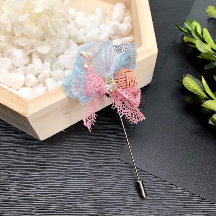 Korean handmade flower crystal brooch, fashionable femininity versatile fringed corsage coat pin accessories