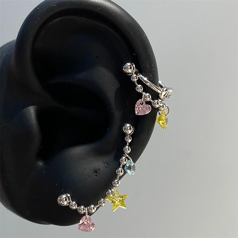 Star Chain Small Zircon Hoop Earrings for Women Stainless Steel Ear Bone Nail Earring New Trendy Body Piercing Accessorie