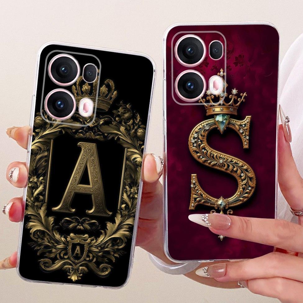 Transparent For Oppo Reno 13Pro CPH2697 PKK110 Cover For Oppo Reno 13 Pro Case Luxury Crown A-Z Letters 2D Flat Pattern