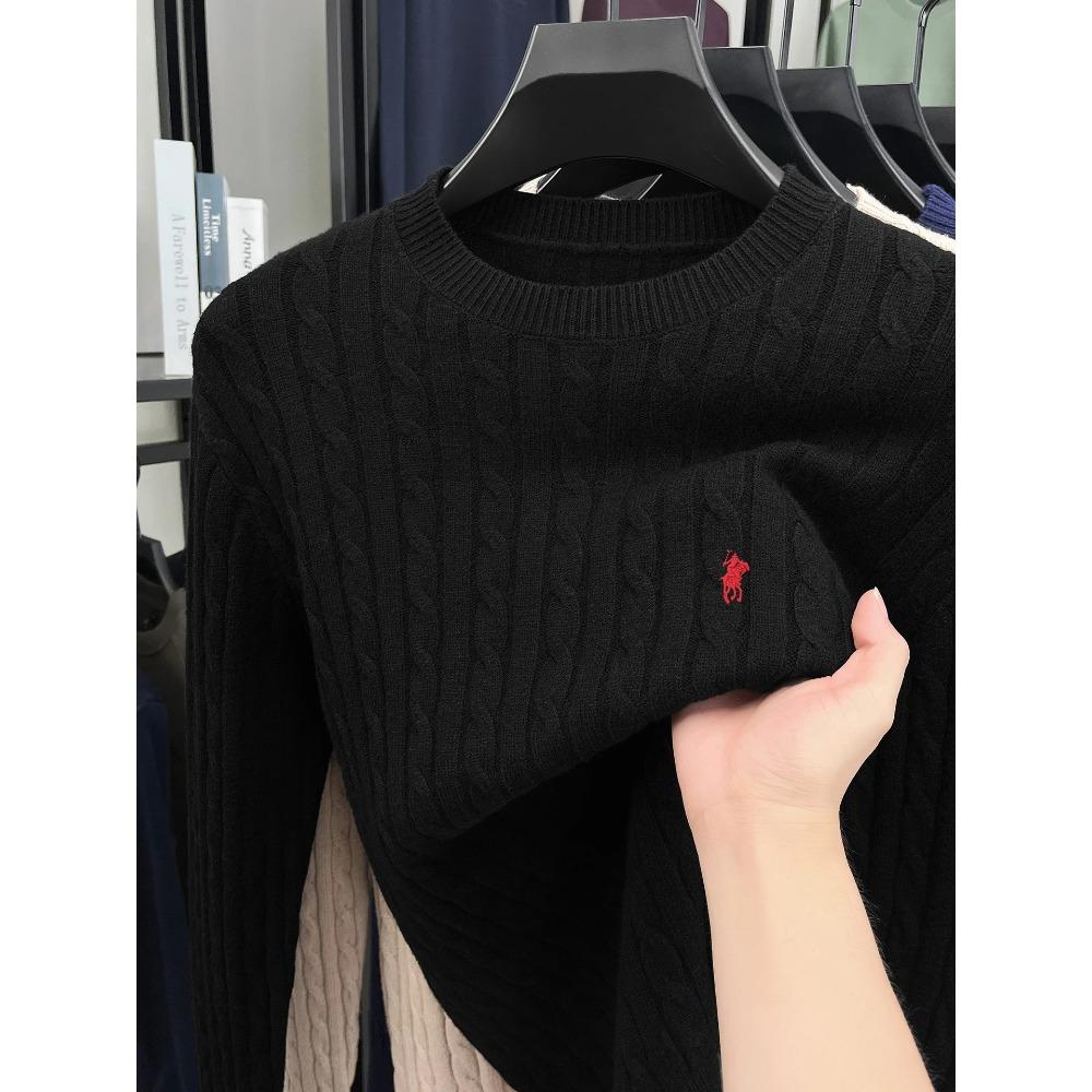 Topmix Designer Merk Rond Hals Trui Heren Herfst Winter Nieuwe Mode Jacquard Klassiek Paul Golf Borduurwerk Casual Gebreide Pullover 4XL zwart