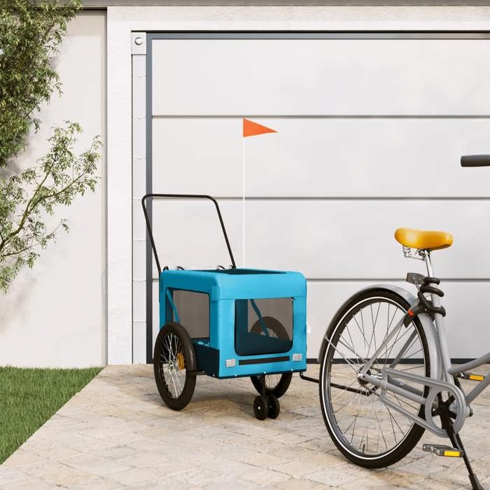 VidaXL Pet Bike Trailer Blue and Black 93939