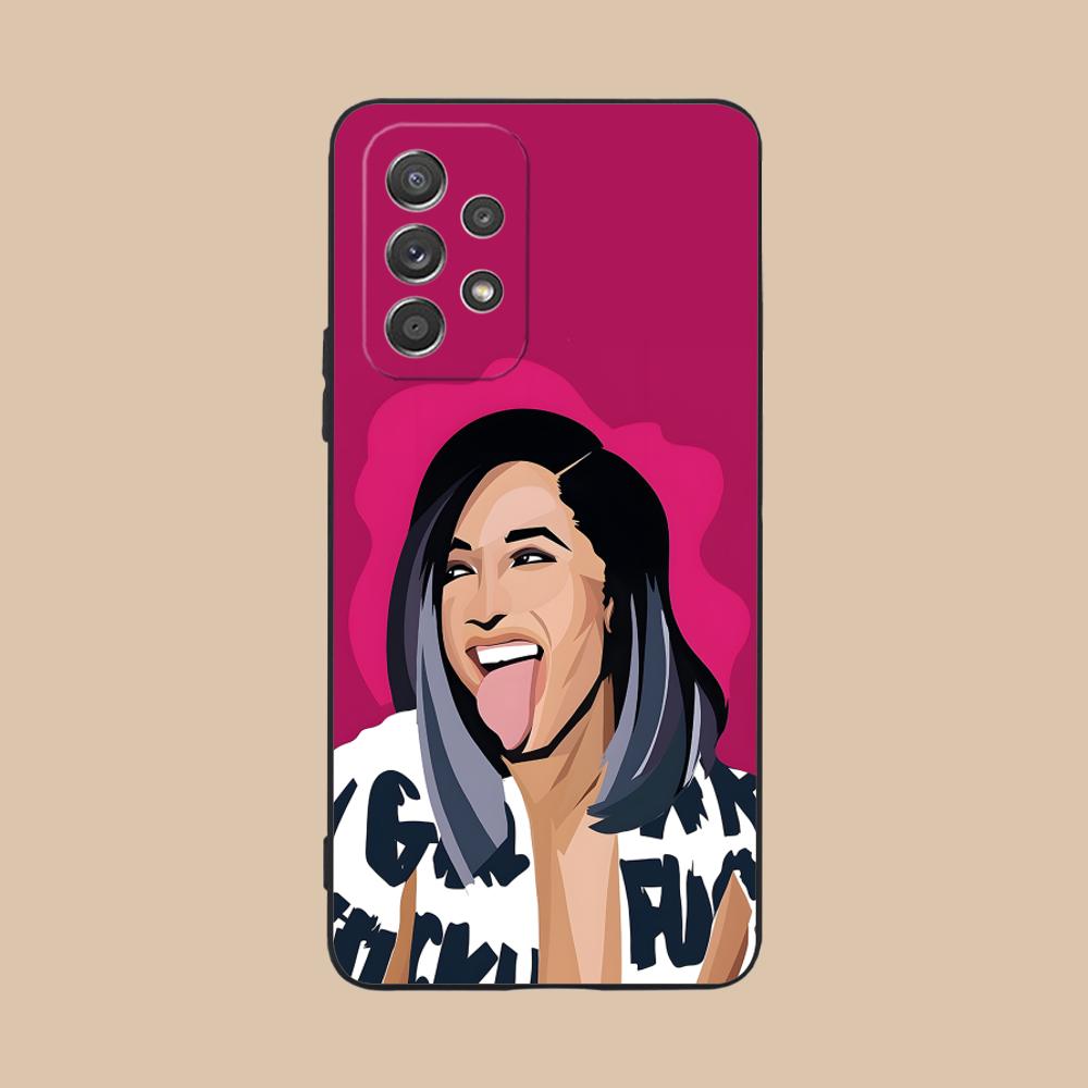 Cardi B Matte TPU Mobile Phone Case for Samsung Galaxy M55 54 42 35 34 33 32 23 22 15 14 13 12 F55 5G Colorful Cover
