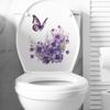 Lila Pflanzen Blumen Schmetterling WC Aufkleber Bad Bad Wandaufkleber selbstklebend