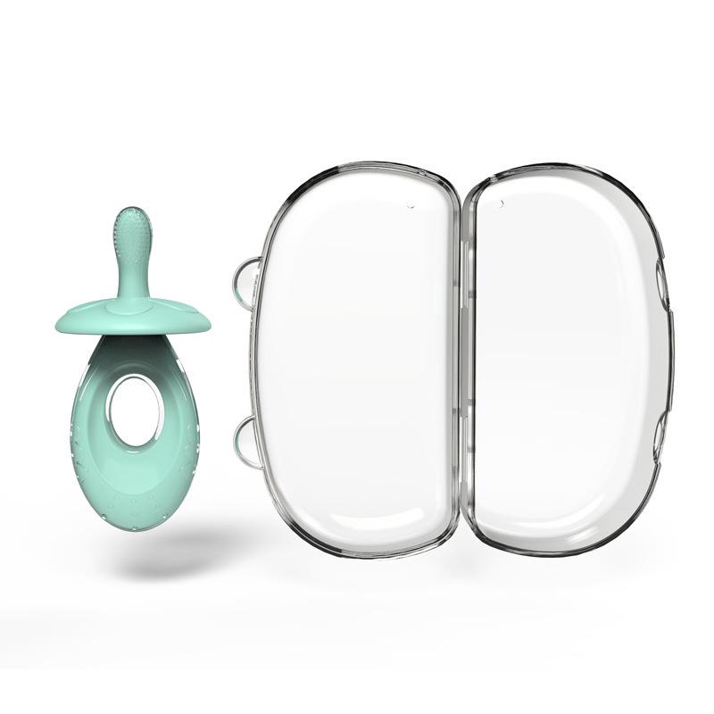 Baby Toothbrush Toddler Toothbrush for Age 0-5 Years Old, BPA Free Silicone Infant Toothbrush for Baby Gum Care with Baffle To Prevent Swallowing